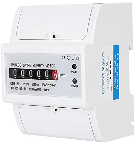 Single Phase Electricity Power Energy Meter, DDS1891 4P Din Rail Electric Power Meter High Accuracy Electricity Power Consumption Wattmeter