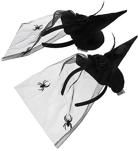 FRCOLOR 2 Stücke Halloween Hexenhut Stirnband Bequeme Damen Hexenkostüme Cosplay Party Kopfschmuck Schwarz