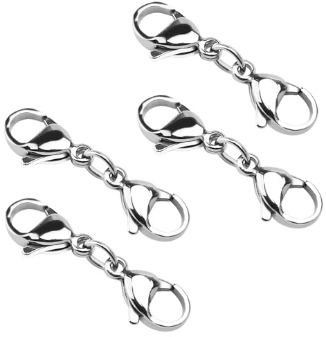 ZMDMAH Cierre de cadena, 4 unidades, doble apertura, mosquetón, conector de pulsera, extensor de collar, acortador, extensión, hebilla de langosta para manualidades, joyas