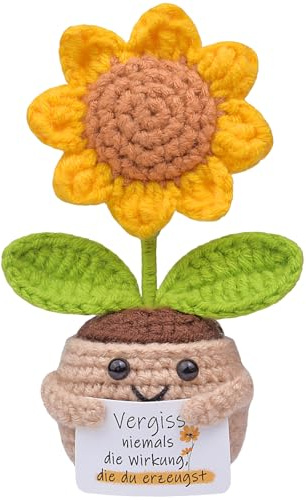 Mwmoeen Lustige Positive Sonnenblume Pocket Hug, Kreative glücksblümchen Positive Kartoffel Puppe Beste Freundin Geschenke für Freundin Kleine Geschenke für Frauen(A35)