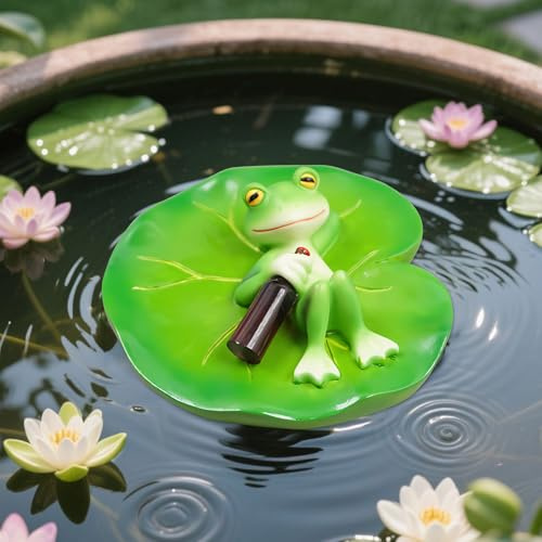 Vartegas Garten Deko Draußen Figuren, Frosch Dekofiguren Garten Harz, Gartendeko für Draußen Figuren Wetterfest, Grün Frosch Deko Statue, ideal Blumentopf Gartendeko Zimmerdeko (AA)