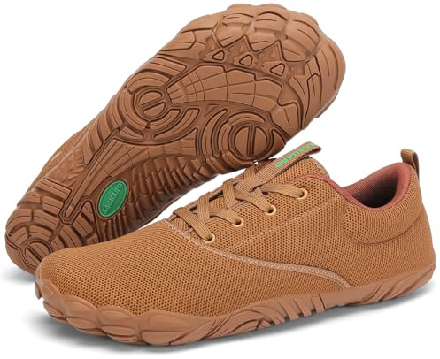 SAGUARO Unisex minimalistiska lätta och halkfria barfotskor, storlek 36–48, Brun, 41 EU