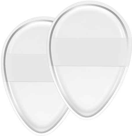 2Pcs Silicone Makeup Sponge, Clear Jelly Makeup Applicator Non-Absorbent Silicone Powder Puff Washable Cosmetic Applicator for Foundation, Concealer, Cream, Blush, Highlighter