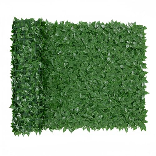 Siepe Artificiale Super Coprente in Rotolo Con Rete Anticaduta Frangivento Foglia Di Edera Ornamentale Sintetica per Balcone Giardino Terrazzo e Recinzione Verde (2 x 6 M)