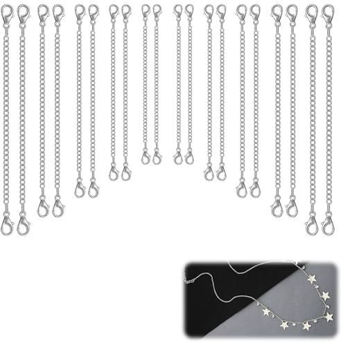 Kettenverlängerung Rosegold, 20 Stück Kettenverlängerung in Gold, Silber, Schwarz und Rosegold, Ideal für Armband Verlängerung und Halsketten, Hochwertiges Material, Langlebig und Vielseitig