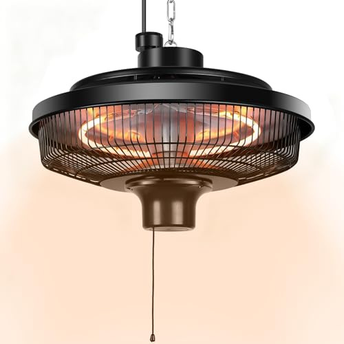Fanspex - Suspension Heater, 1500 W Infrared Heater, Electric, for Home, Pavilion, Garage, Greenhouse, Ceiling Mount with Overheat Protection, Resistance