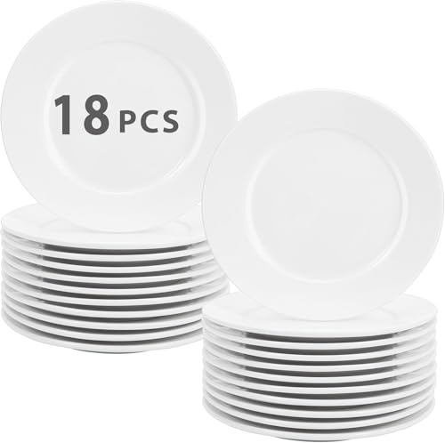 EOGRFW 18 Stück Keramik Dessertteller, Weiß Porzellan Salatteller, 15 Cm | Runde Kuchenteller, Frühstücksteller Und Servierteller für Kuchen Dessert Salat Snack, Mikrowellen Und Spülmaschinenfest