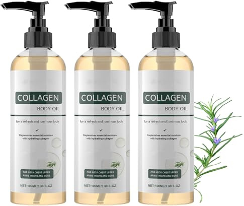 Huile corporelle liftante au collagène,Collagene huile corps pour femmes, hydratation et nutrition intenses,anti cellulite,atténue visiblement les ridules et illumine le teint (3pc)