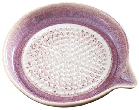 Introti Rallador de cerámica con boquilla, porcelana, jengibre, ajo, wasabi, rallador para jengibre, ajo, cebolla, queso, limón, chocolate, trabajo para cocinar en casa, cocina (morado)