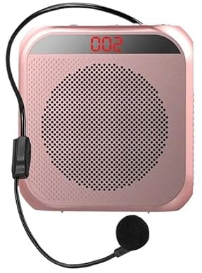 BINGNU Sprachverstärker, Am Kopf getragener tragbarer Lautsprecher, persönliches Sprach-Megaphon mit Mikrofon-Display, Surround-Sound(Pink)
