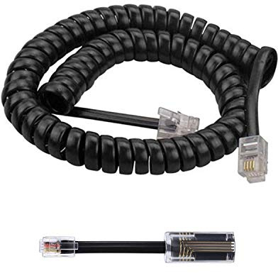 Telephone Cord Detangler,AIMIJIA Black Coiled Telephone Handset Cord 6 Ft Uncoiled(1.1 Ft Coiled) and (Handset Cord+Detangler)