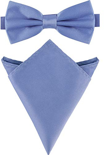 Ladeheid Herren Schmale Fliege & Einstecktuch Set M/P (12cm x 6cm, 22cm x 22cm)