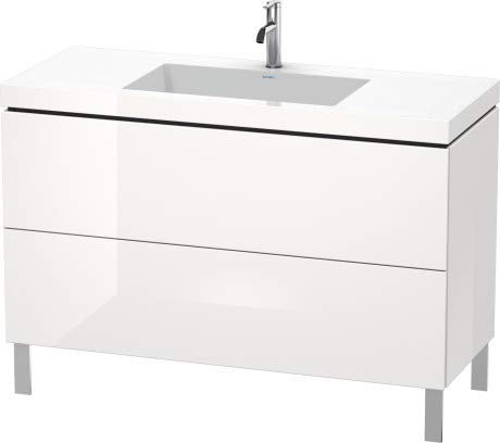 Duravit L-Cube Meuble lavabo c-collée avec Socle sur Pied, 120x48 cm, 2 tiroirs, sans trop-Plein, 1 Trou pour Robinet, Coloris: Laque Haute Brillance Gris Flanelle - LC6939O8989