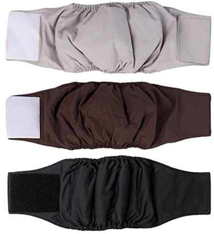 Amaliy Blöjor för hundar (3-pack) – tvättbara hanskar hundblöjor hundar, magband (XL (midja: 62–75 cm))