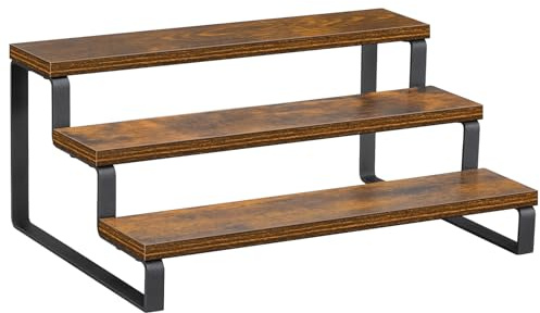 Giikin 3-Tier Spice Rack, 13.8 Inch Wood Step Shelf Countertop Spice Storage Holder, Kitchen Pantry Cabinet Organizer Cupboard for Spice Bottles, Jars, Seasonings, Baking Supplies, Metal Frame