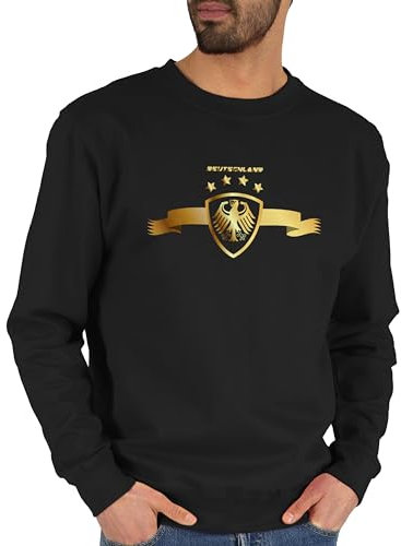 Sweater Pullover Sweatshirt Herren Damen - Fußball EM WM - Deutschland Adler Germany - L - Schwarz - deutschland-fanartikel europameisterschaft deutsche fanartikel fussball deitschland 2022 fu ball