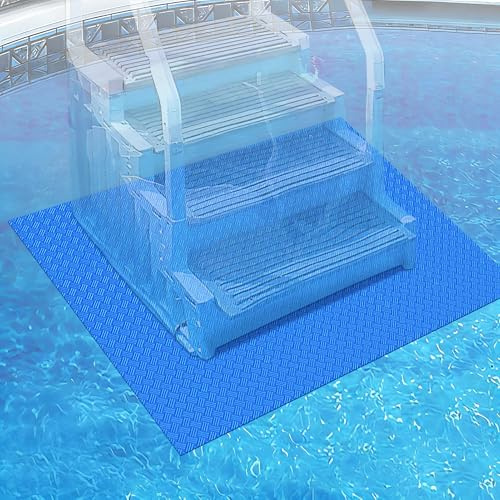 Swimming Pool Ladder Step Mat - 35.4 * 35.4in Large Non-Slip Texture Pad for In-ground or Above Ground Pools, 2.5mm Thickness Vinyl Stairs Stability Cushion Protector