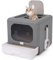 HOMCENT Cat Litter Tray Box With Lid, FoldableLarge Cats Toilet with Lid, Front Door and Top Entrance Easy to Clean (Grey, 40 x 44 x 40 cm)
