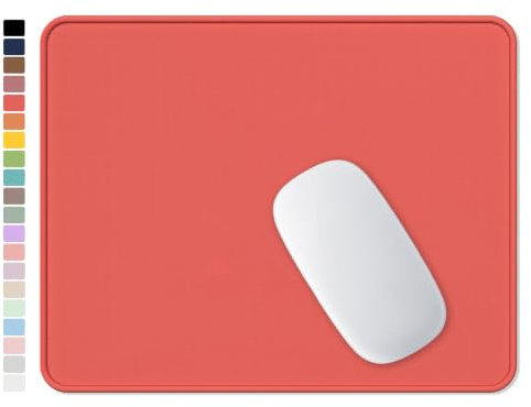 Hsurbtra Mouse Pad, Premium-Textured Square Mousepad 10.2 x 8.3 Inch, Stitched Edge Anti-Slip Waterproof Rubber Pretty Cute Computer Mat for Office Gaming Laptop Women Kids Bright Red
