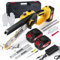 DKIEI Mini Chainsaw 6&8 Inch, Brushless Electric Cordless Chainsaw with 4 Chains & 2 * 2000mAh Battery, Portable Handheld Power Tools Chain Saws for Branch Wood Cutting Garden Tree Trimming, Yellow