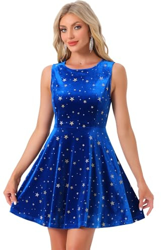 Allegra K Damen Halloween-Kleid mit Glänzenden Sternen Casual