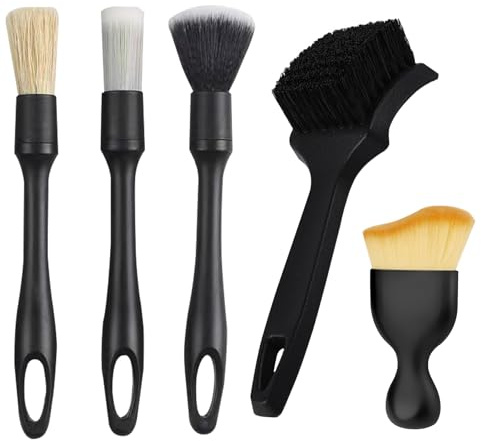 kuugude 5 Stück Auto Detailingbürste, Auto Reinigungsset, Staubbürste Auto, Auto Innenreinigung weiche Bürste für Auto Innenraum, Motorrad, Alufelgen, Möbel