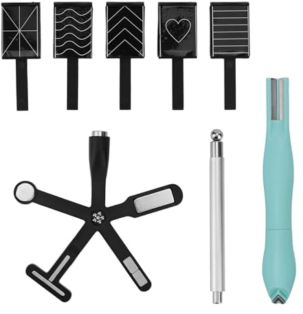 8 Pcs Cat Eye Magnet Set, 3-in-1 & 6-in-1 Magnet Double-Headed Nail Magnetic Pen with Steel Ball Multifunctional Manicure Design Cat Eye Magnetic Tool for Home DIY Salon Studio (Green)