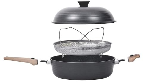 Durandal Légende Poêle multifonction en céramique INFINITY 8-en-1 | Poêle cocotte sauteuse friteuse 28cm, compatible induction