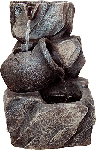 dobar 96400e Fuente Decorativa de polirresina en imitación de Piedra, Juego de Agua con Bomba para Interior, plástico, de Color Gris, 17,2 x 16,2 x 27 cm