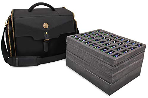 Enhance Miniature Figure Aufbewahrungs und Tragetasche - 4 Schaumstofflagen für 108 Infanterie-Minis, Pick and Pluck fürgroße Figuren -Buchhülle und 2 zusätzliche Taschen für Würfel und mehr