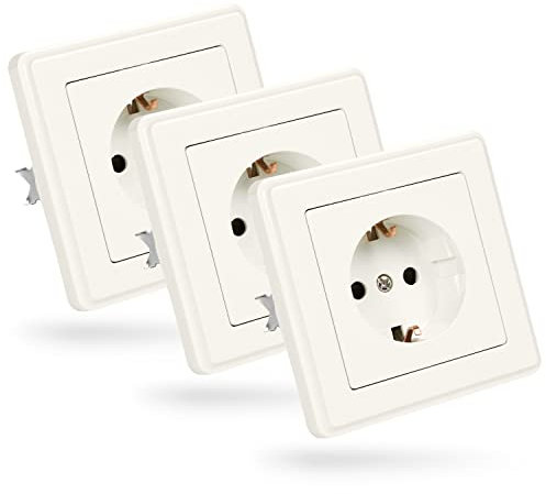 Set di prese elettriche da muro ABSINA - Presa da muro per montaggio a incasso - Prese elettriche da muro interno 250V AC, 16A, IP20 incl. telaio, inserto da incasso e coperchio - Presa incasso bianca
