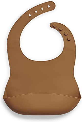 Jollein Bavoir Étanche avec Réceptacle, 26 cm Longueur x 21 cm Largeur, Caramel