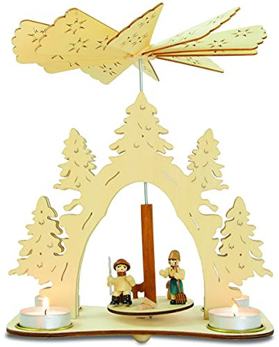 Weihnachtspyramide für Teelichter | Schöne Pyramide aus Holz | Holzpyramide für Weihnachten (19649 | 25cm)