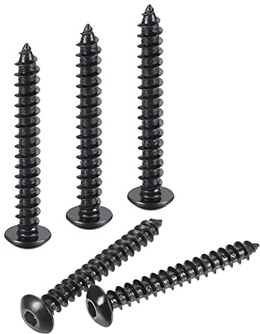 sourcing map Hex Socket Self Tapping Screws, M5 x 40mm Carbon Steel Wood Screw 50pcs