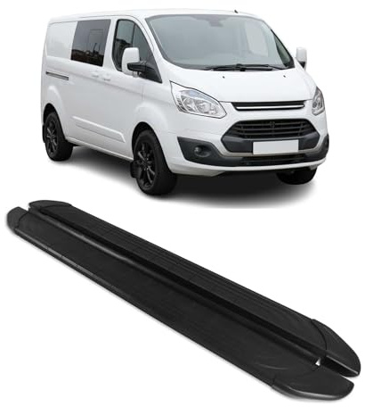 OMAC Trittbretter Seitenschweller kompatibel mit Ford Transit Custom 2012-2024 L2 Alu Schwarz