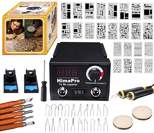HimaPro Holzbrenner-Set mit zwei Stiften für Holzbrenner, Holzbrenner, Brandmalerei-Kit, 60 W, 100/120 V mit einstellbarer Temperatur