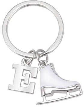 LIKGREAT Ice Skate Keychain Figure Skating Keychains Initial Ice Skating Charm Keyring Handbag Decoration, E, Medium