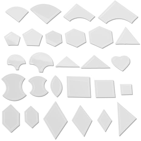 54 Pieces Acrylic Ruler Quilt Patchwork Template Quilting Sewing Tools for Patchwork Sewing Crafts About 2Mm Thickness