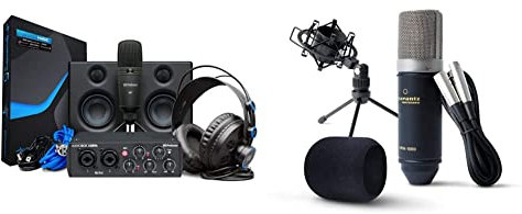 PreSonus AudioBox Studio Ultimate Bundle - 25-jährige Jubiläumsausgabe Schnittstelle, Mikrofon, Kopfhörer, Monitore und Software & Marantz Professional MPM1000 - XLR Kondensatormikrofon, Schwarz