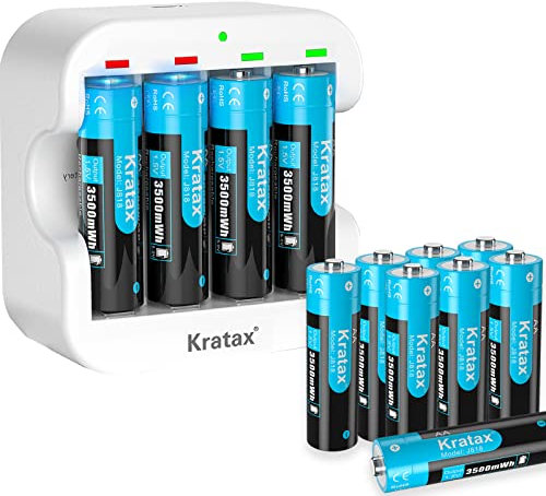 Rechargeable Battery AA with Charger,12-Pack 3500mWh High-Capacity Lithium AA Batteries for Blink Camera,VR Controller.1600Cycles,1.5V Constant Output[12AA+1Charger]