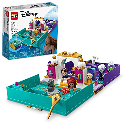 LEGO Disney The Little Mermaid Story Book 43213 Lustiges Spielset mit Arielle, Prinz Eric und Ursula Mikro-Puppe, Disney Princess Spielzeug, Geburtstagsgeschenk für Kinder und Fans ab 5 Jahren