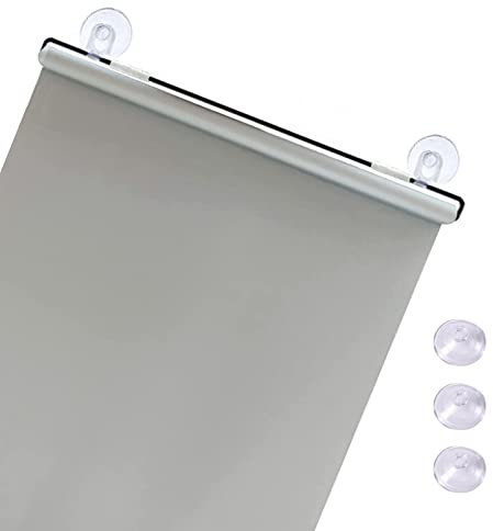 KGUDYS Sonnenschutz Rollo mit saugnäpfen,thermische verdunkelungs rollos,temporäre jalousien,einziehbare tragbare vorhänge,sichtschutz für innenräume,blickdichte,Grey-60x125cm/24x49in