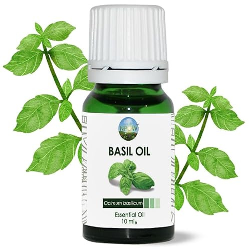 NPOW 100% Basil Essential Oil- Pure Aromatherapy Oil for Diffuser, Essential Oils for Home, Basil Aromatherapy Diffuser, Fragrance - 10ml