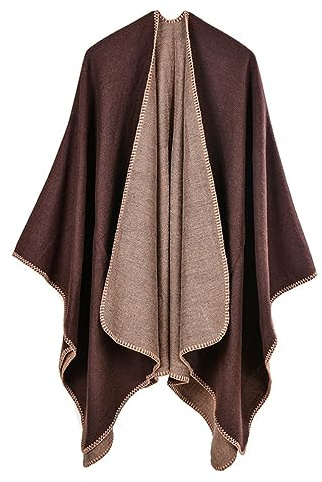 SJTJSPX Poncho Scialle Donna Mantello Sciarpa Elegante Poncho Messicano Cashmere Mantoso Inverno Autunno Caldo Aperto Quadrato Sciarpa spessa Morbida Coperta Maglia Scialle Wraps Reversibile Cardigan