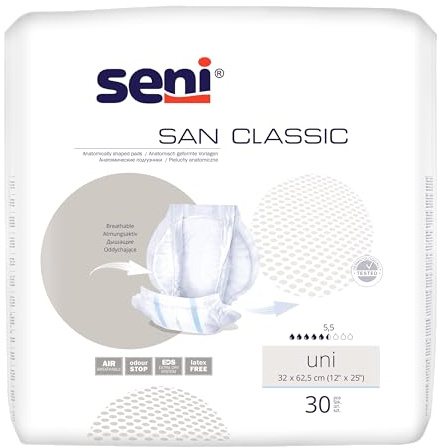 Seni San Classic Uni - Inkontinenzvorlage (4 x 30 Stück, Medium, 1.2E+2 Stück)