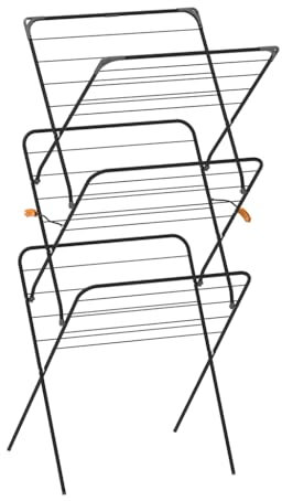 Rörets Wäscheständer Rise Black - Pop-Up-Konstruktion - Sicherheitssperre - 61x49x140 cm - 18 m Trockenfläche - Design und Qualität von Schwedens stärkster Trockenständermarke (Schwarz)