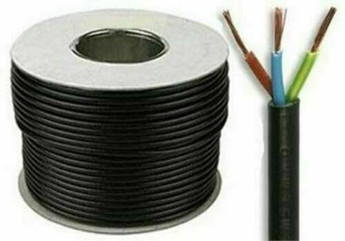 Black 3 Core Flex 3183Y 0.5mm 0.75mm 1.0mm 1.5mm 2.5mm Mains Wire Cable Electric (3, 0.5mm (3AMP))