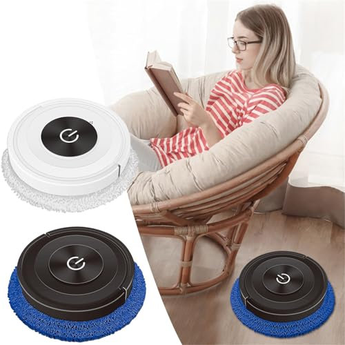 MAIKUEN Robot Laveur Automatique, Aspirateur Robot, Détection d'obstacles, Vadrouille sèche et Humide, 26x26x7cm, Pour sols en bois et carrelage, Nettoyage humide/sec