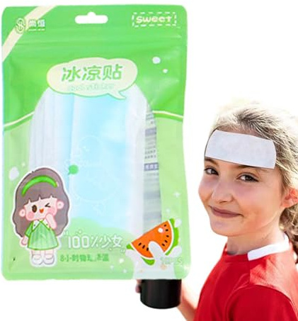 Tiritas frías para la fiebre infantil, 10 unidades de parches | refrigerantes portátiles para teléfono móvil, diseño de dibujos animados, sábanas para reducir la fiebre, enfriamiento
