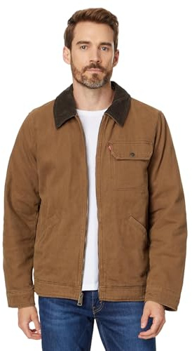 Levi's Men's Workwear Cotton Canvas Corduroy Collar Depot Jacket, Brown Quilt Lined, XL